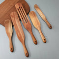 5pcs Set Wooden Spurtle Wood Spoons for Cooking Slotted Spatula Straight Edge Chocolate Cheese Tempering Kitchen Utensils Tools