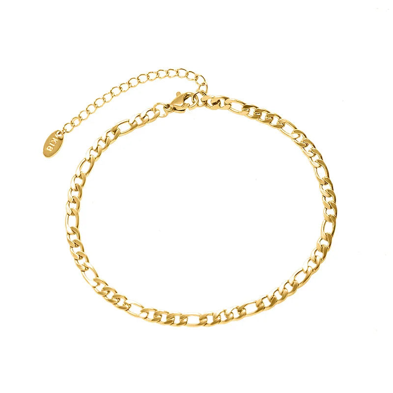 Women's Stainless Steel 18K Gold Plated Vintage Cuban Anklet for Party Wear Certified
