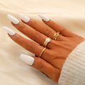 Beimai OEM Ring Elegant Hollow Open Wheat Ear Oil Drip Star Stainless Steel Ring Set