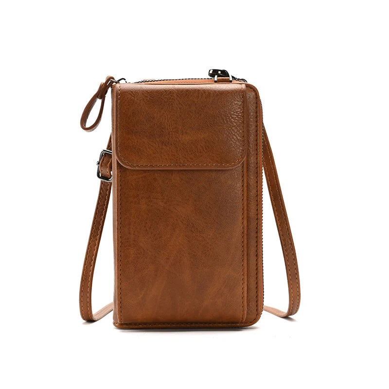 Vintage Stylish Crossbody Shoulder Bag Pu Leather Credit Cards Cell Mobile Phone Bag
