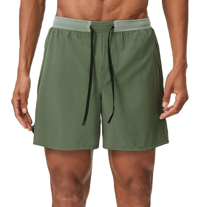 Men's Fitness Running Shorts Spandex 90% Polyester Quick Dry Breathable Shorts Double Layer Outdoor Sports Fitness Tennis Shorts