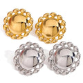 2025 New Arrival Fashion Jewelry Non Tarnish 18K PVD Gold Stainless Steel Sun Earrings Trendy Round Steel Earrings Wholesale