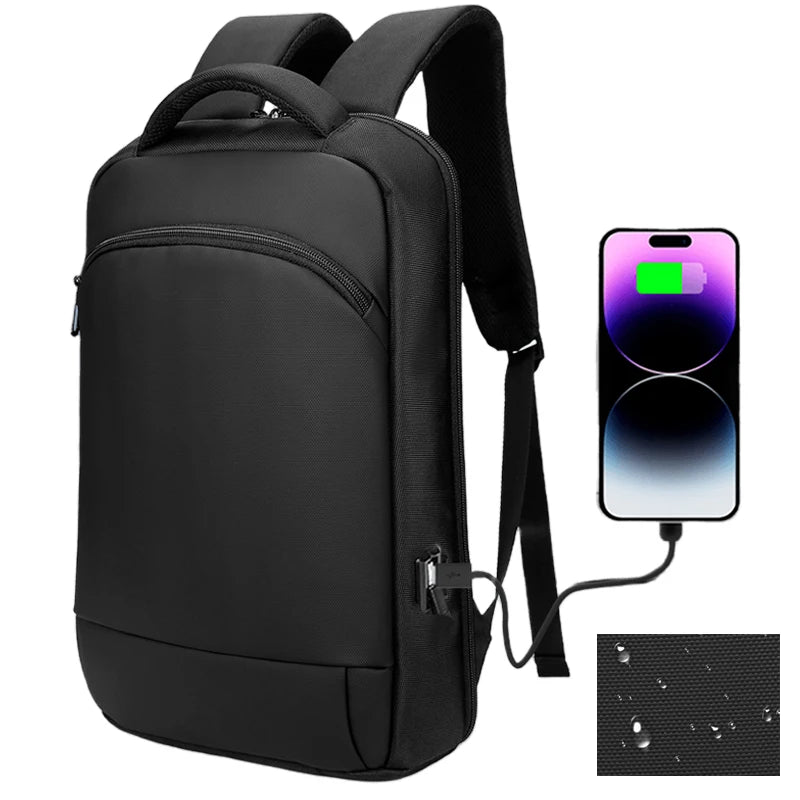 EURCOOL Laptop Backpack for Men Business Slim Backpack With USB Computer 15.6 Lightweight Antitheft Backpack Laptop Bag for Work