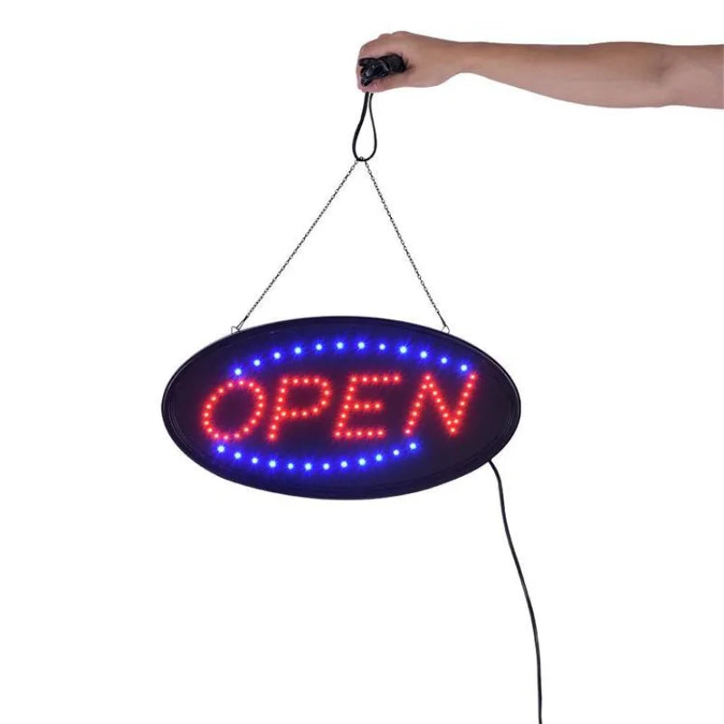 2025 Top Quality Custom 48 X 25cm Outdoor Open Close Board 19*10inch Neon Led Open Sign With Clock Business Hours