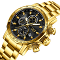 LIGE LG9902 Watch for Men Business Waterproof 3 Subdials Gold Stainless Steel Date Quartz WristWatch Relogio Masculino+ Gift Box