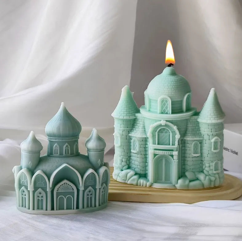 F244 F245 Castle Gothic Architecture Cake Baking Silicone Mold Diy Aromatherapy Candle Molds Resin Moulds Home Decor Gifts