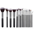 LOW MOQ Customized Professional Luxury Make up Brush Tool 15pcs Black Makeup Brush Set Private Label