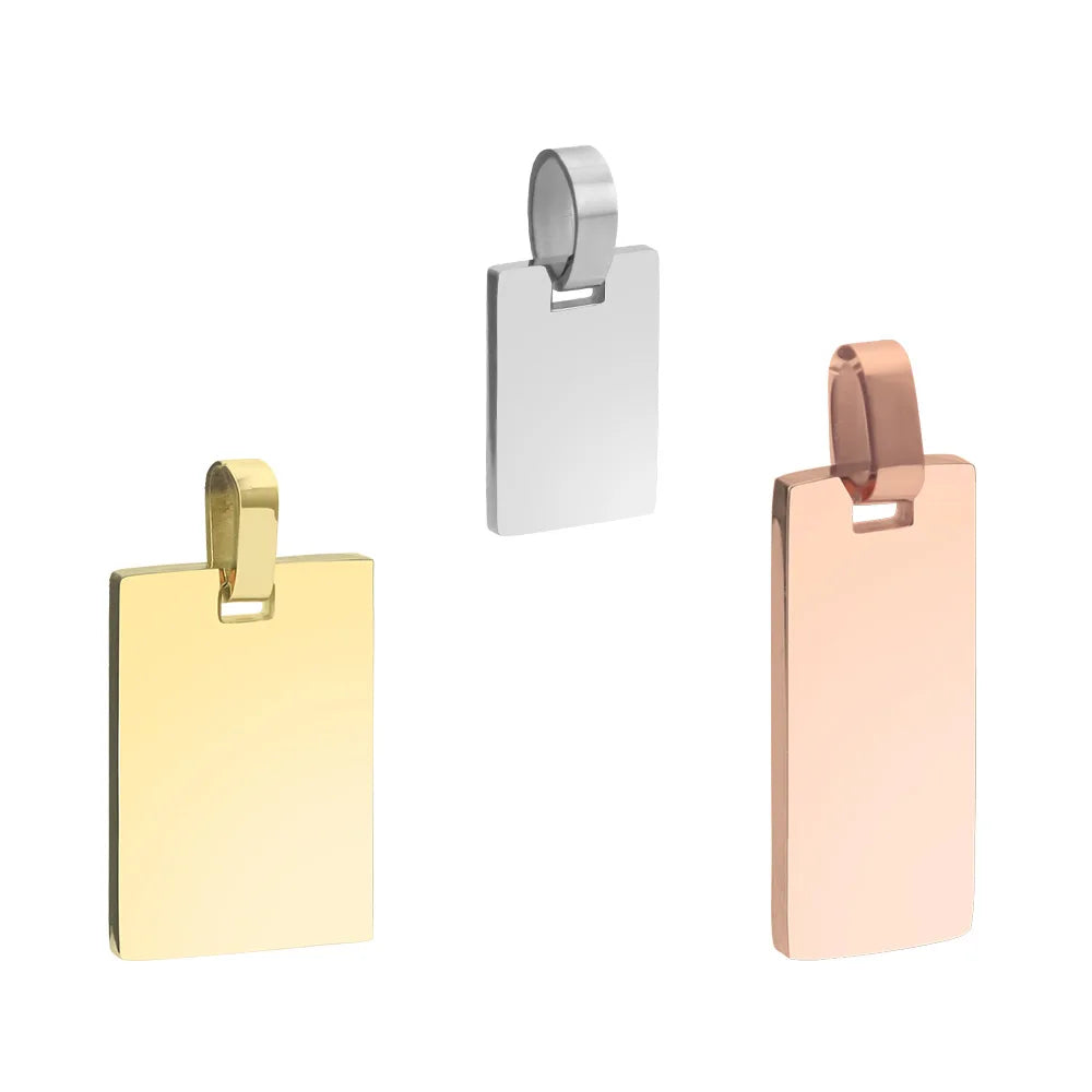 Manufacturer Stainless Steel Personalized Rectangular Tags Engraving ID Blank Dog Tag for Keychain Tag Charm Necklace Pendant