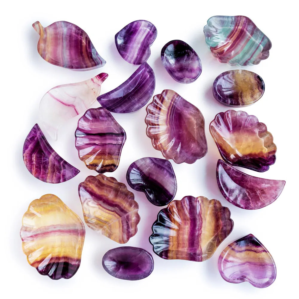 Wholesale Ying Lai Jewelry Souvenir MOSAIC Rainbow Fluorite Natural Gemstone Bowl Fairy Religious Home Decoration Crystal Crafts