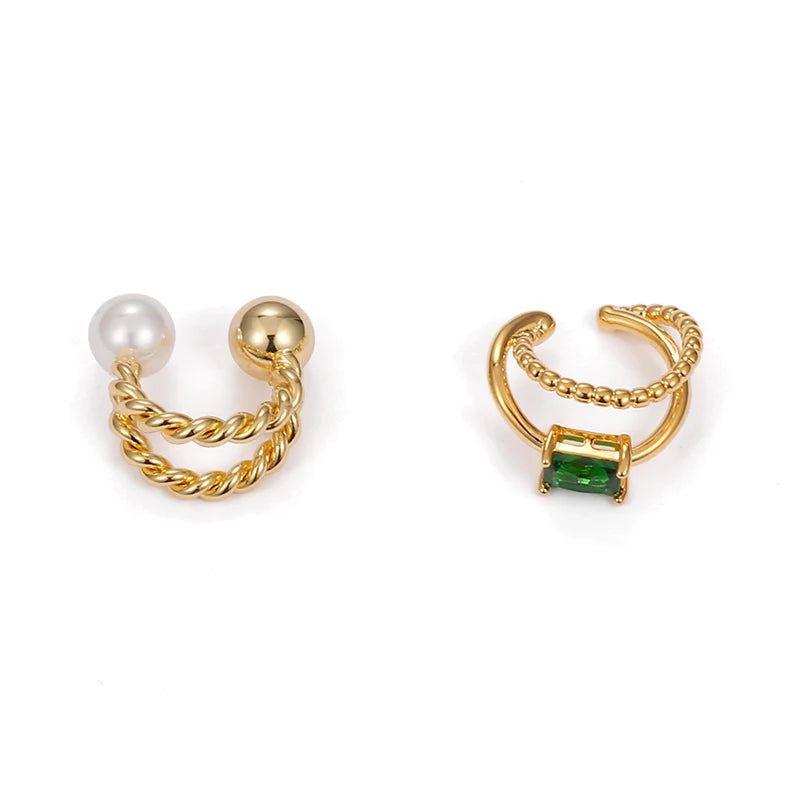 New Arrival Ins Trendy Clip-on Earrings Fashion Simple 18K Gold Plated Zircon Ear Cuff Earrings for Women