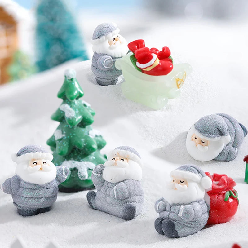 New Mini Santa Claus Thick Padded Coat Miniature 3D Resin Figurines Garden Gnome OrnamentDIY Supply Christmas Home Decor