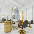 Gold Stainless Steel Hairdresser Salon Mirror Barber Station Mirror Station