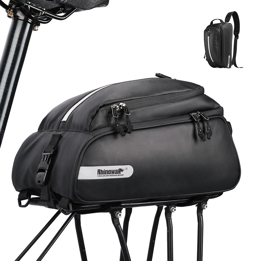 Rhinowalk Bike Rear Rack Bag Bicycle Urban Trunk Carrier Bag Pack Convertible Folding Bike Storage Bag for Travel