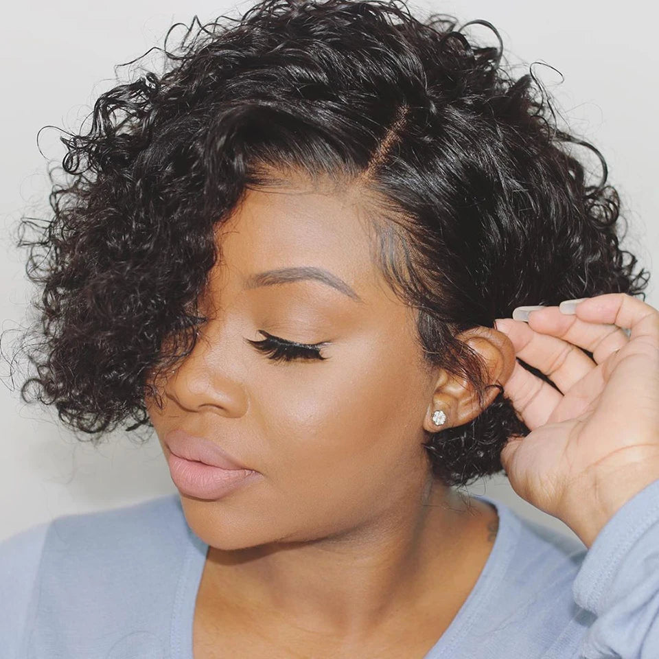 Wholesale Pixie Cut Lace Wigs for Black Women Short Curly Hair Bob Lace Front Wigs Human Hair Vendors