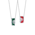 D0947 925 Sterling Silver Men's and Women's Couple Necklace Red and Green Round Enamel Jewelry
