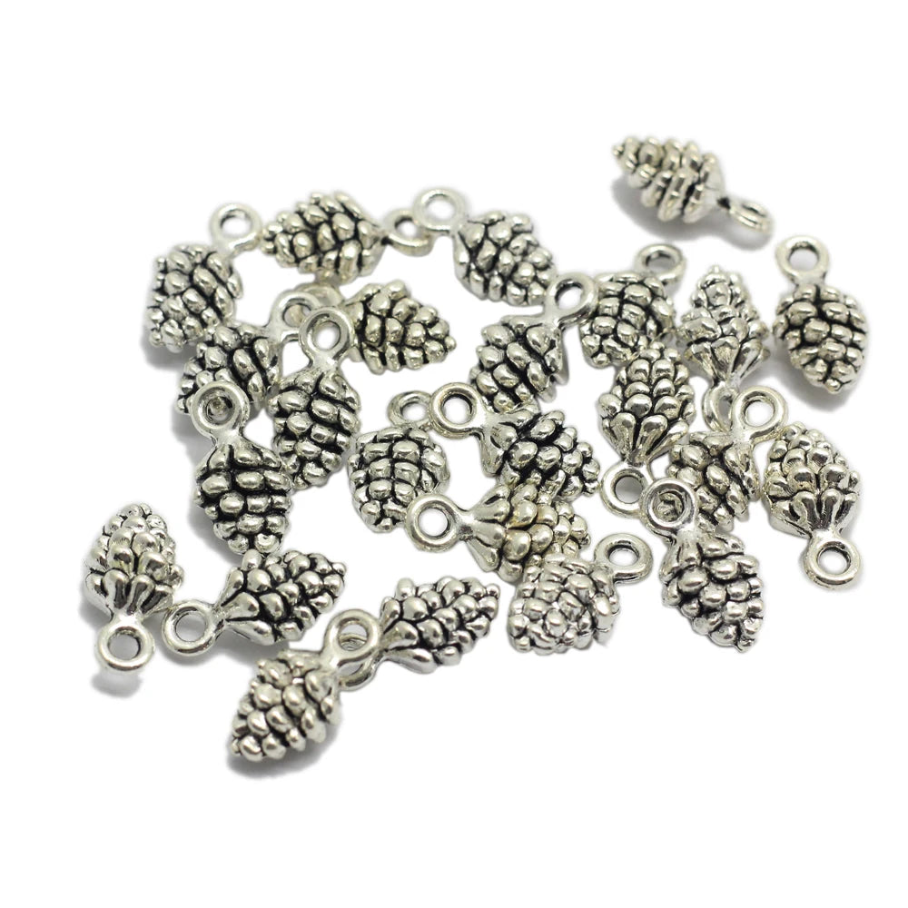 Hot Selling Antique Silver Zinc Alloy 3D Pine Cone Charms 20MM Pinecone Pendants for Earring Necklace Jewelry Making DIY