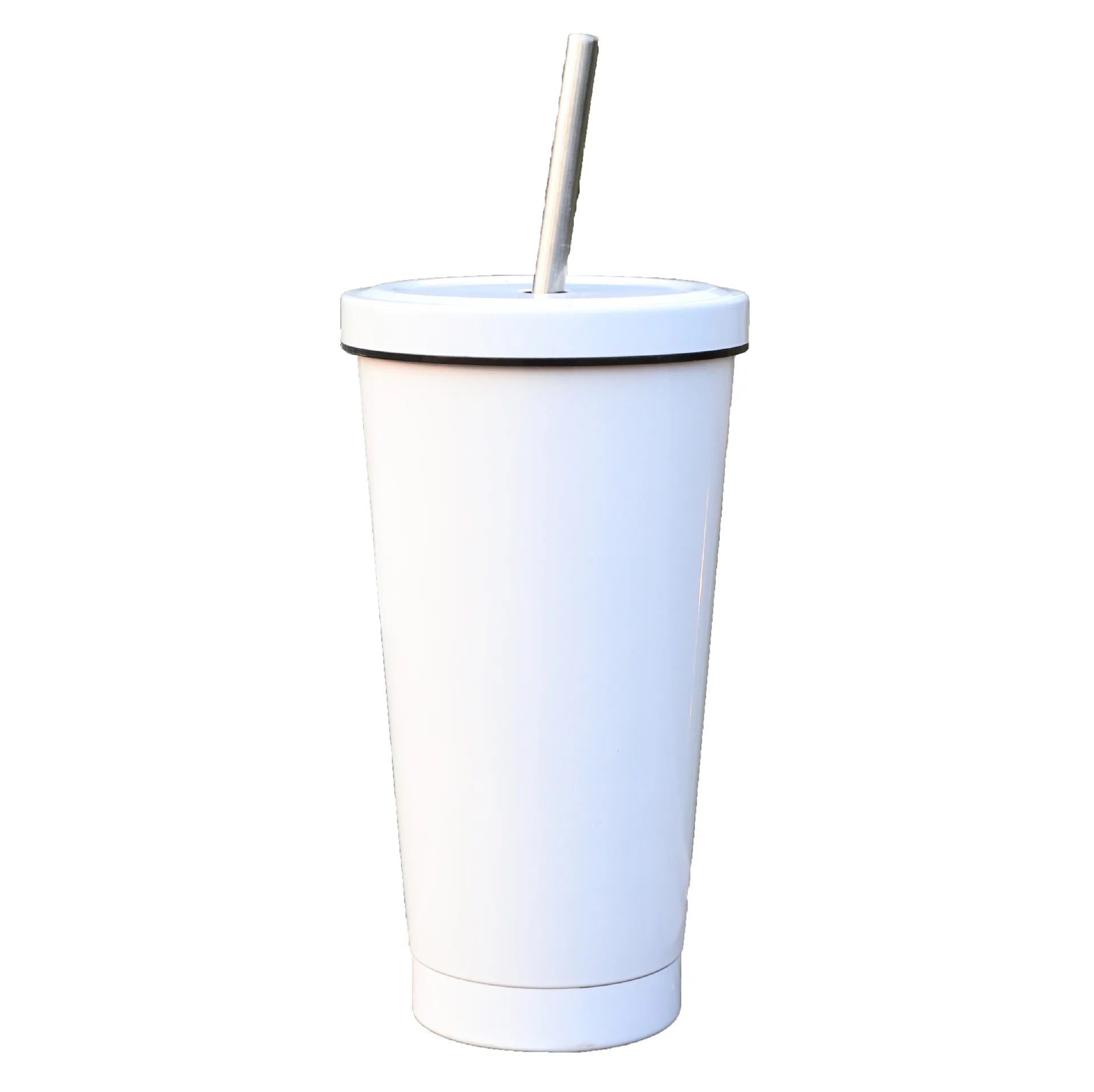 500ml Stainless Steel Vacuum Straw Cup Creative Modern Design Water & Coffee Thermos Cup for Kids & Students for Back to School