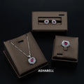 925 Silver Jewelry 3 Sets Heart Ruby 5A Zircon  Wedding Ring Set Earrings Ring Pendant Necklace Set