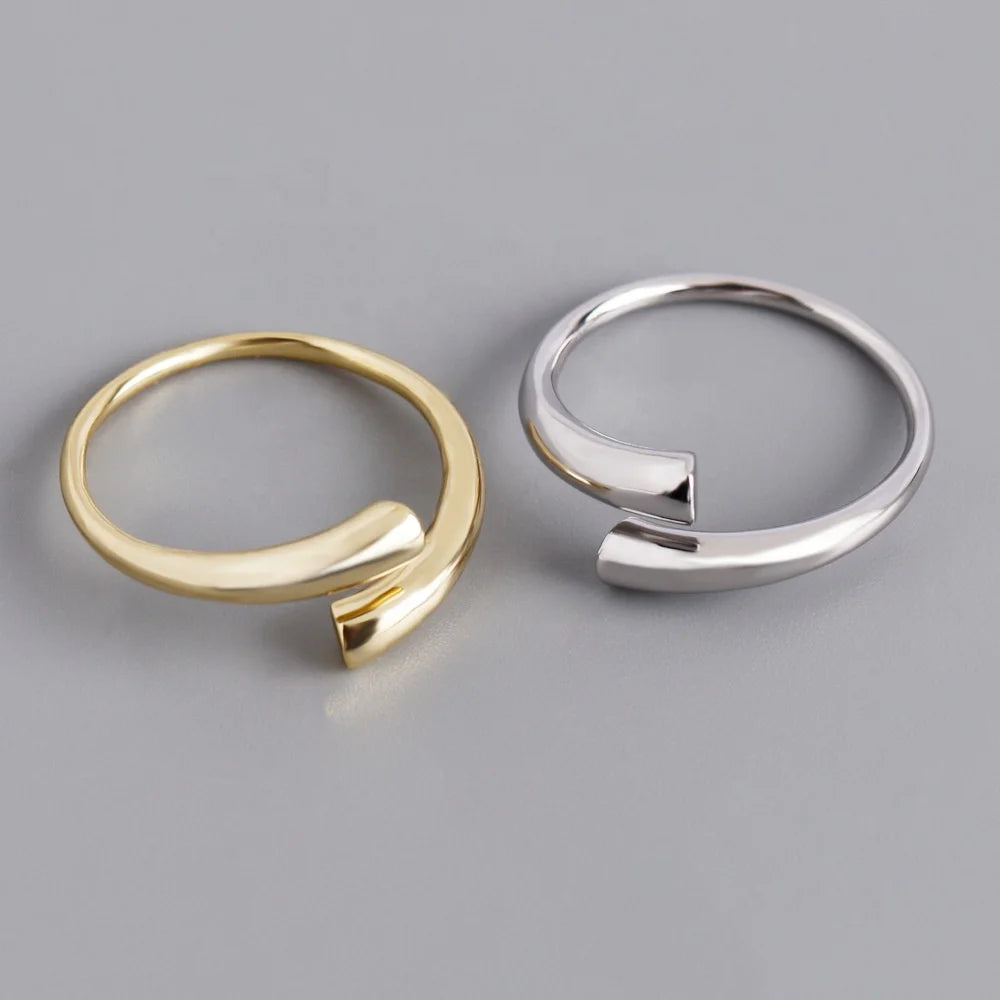 Hot Selling Open Finger Silver Rings Jewelry Personality Simple S925 Sterling Silver Open Adjustable Rings for Couple