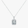 925 Sterling Silver Radiant Cut 5A Zirconia Sparkling Link Chain Pendant Necklace Wedding Engagement Jewelry for Women