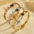 Nabest 18K Gold Plated Daisy Flower Stainless Steel Hollow Bangles Jewelry Tarnish Free Rhinestone Shell Bracelet & Bangle