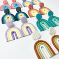 rainbow Shape Dangle Earings Handmade Polymer Clay Women Earring