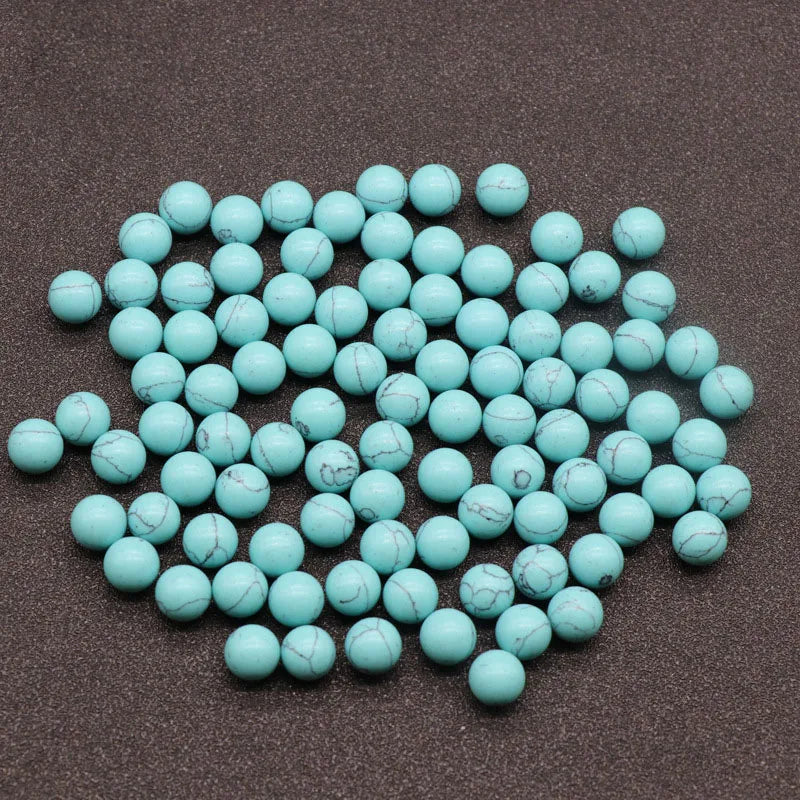HZ Wholesale Customized Factory-made Blue Turquoise Round Beads Support HZ Bracelet Necklace Earrings