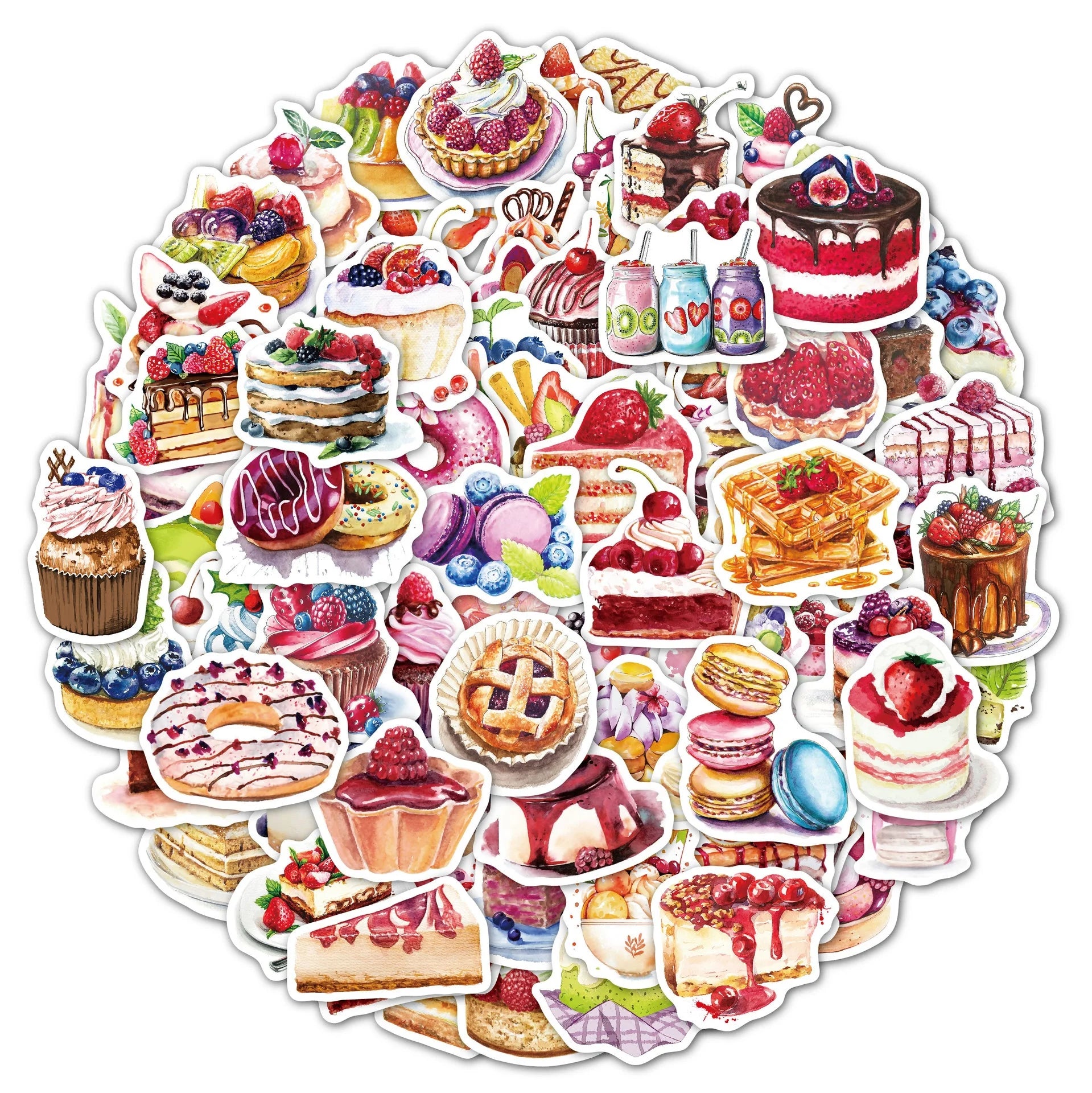 100Pcs Kawaii Cake Food Dessert Decorative Stickers for Girl Student Graffiti Stickers