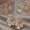 S925 Silver Needle Opal Earrings New Fashionable Quality With Diamond Earrings Simple Versatile Female Earring