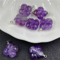 Hand Carving Cute Sweet Natural Stone Amethyst Crystal Four Leaf Clover Flower Charm&Pendant for Necklace Bracelet DIY Making