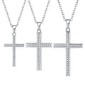 Luxury Classic 925 Silver Cross Pendant Necklace CZ Women's Wedding Party Clavicle Chain Romantic Valentine's Day Jewelry Gift