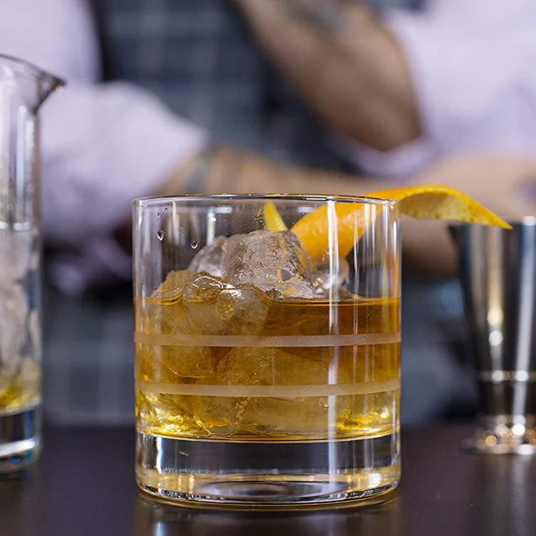 Wholesale Clear Lead Free Crystal Round Engraved Etched Whiskey Glasses Set