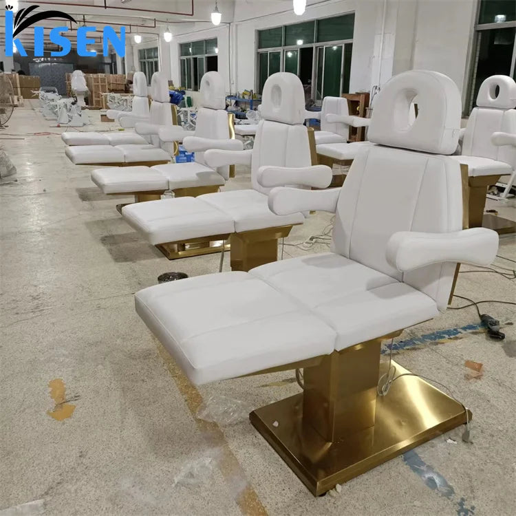 2025 Foshan Kisen Factory 3 Motors with Foot Controller Glory Hole Electric Beauty Bed Massage Table with Cover for Sale