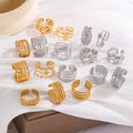 Cunyan 2025 Vintage Stainless Steel Adjustable Rings for Women Fashion Gold Plated Hollow Chunky Open Rings