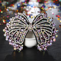 HX-136 Leather Full Drill Headband Bow Spring Clip Hair Accessories Crystal Hairpin High-end Headwear