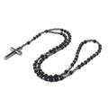 Natural Stone Black Glitter Matte Agate Black Gallstone Custom Necklace Pendant logo Men Beads Cross Pendant
