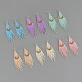 Vintage Retro Style Trendy Glass Hoop Earrings with Colorful Seed Bead Tassel Bright Drop Hook Shape