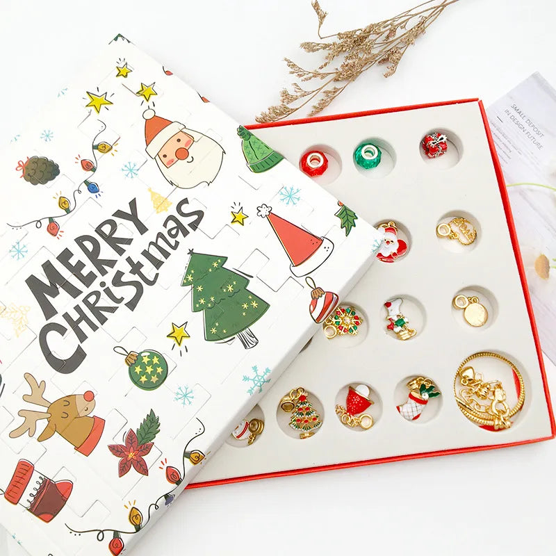 Christmas Surprise Blind Box Set Creative DIY Crystal Beads Charm Bracelet Jewelry Making Party Gift