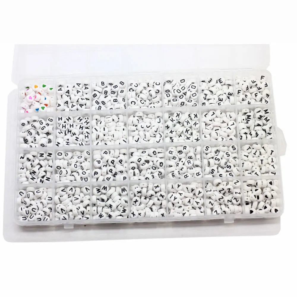 Acrylic English Letter Beads DIY Alphabet Letters Set 7mm Bracelet Necklace Jewelry Accessories Making