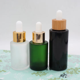 10ml 20ml 30ml Flat Shoulder Black Gloss Glass Dropper Bottler for Face Serum Oil
