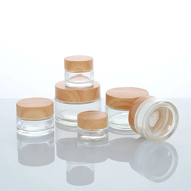 New Product Natural Frosted Amber clear Pet Plastic Body Butter Cosmetic Cream Jar with Bamboo Lid