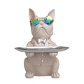 Cool Fashional Animal Resin Crafts Home Nordic Table Decoration French Bulldog Statue With Tray for Home Decoration