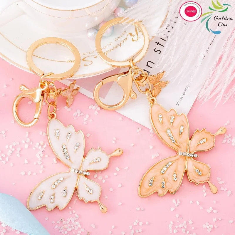 European American Diamond butterfly Boutique Animal Key Chain Fashion Crystal Female Elegant Handbag Backpack Pendant Keychain