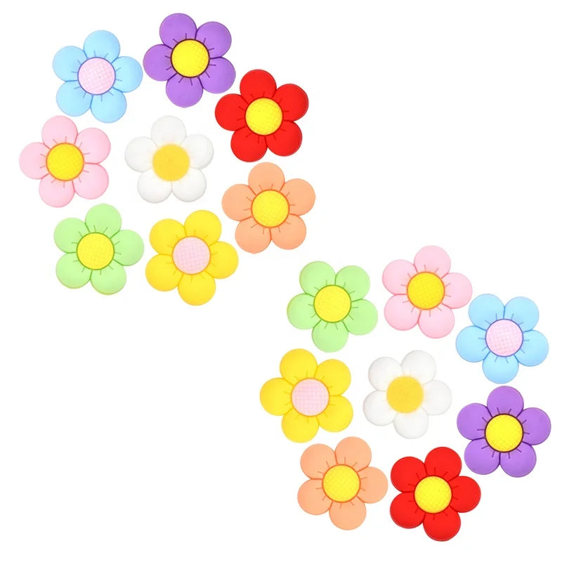 2024 Custom Colorful Flower Shoe Charms Boutique Sun Flower smiley Smile Flowers Fit Shoe Clog Sandals Accessories