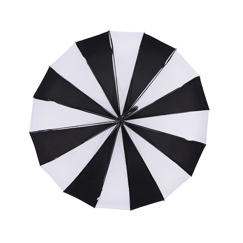 Women's Goth Parasol Umbrella with Long Handle D23-88 Black & White UV Protection Sun Umbrella Manual Control