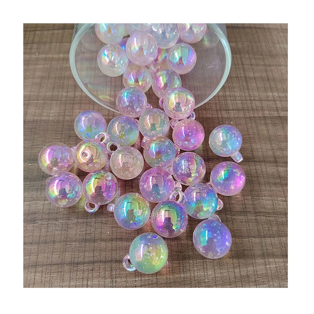 100Pcs 16*20MM Acrylic Transparent AB Round Ball Beads Charms Pendants Dangles for Necklace Bracelet Jewelry Making DIY