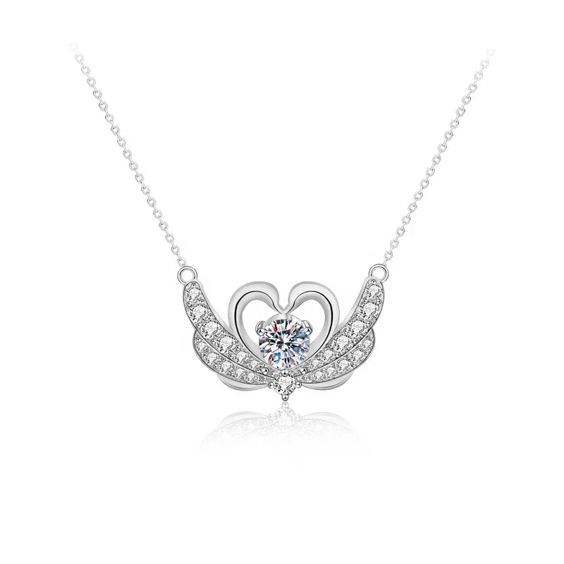 925 Sterling Silver 0.5ct Moissanite Swan Pendant Necklace for Women Jewelry Supplier Fashion Luxury Statement 925 Necklace
