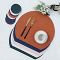 Custom Waterproof Oil-Proof Pu Leather Placemat Dining Kitchen Table Mat Desk Coffee Mouse Pads Scalloped Modern Placemat