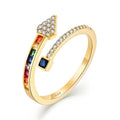 QX Custom OEM 18K Gold Plated 925 Sterling Silver Cubic Zirconia Bridal Fine Jewelry Women Promise Engagement Wedding Ring