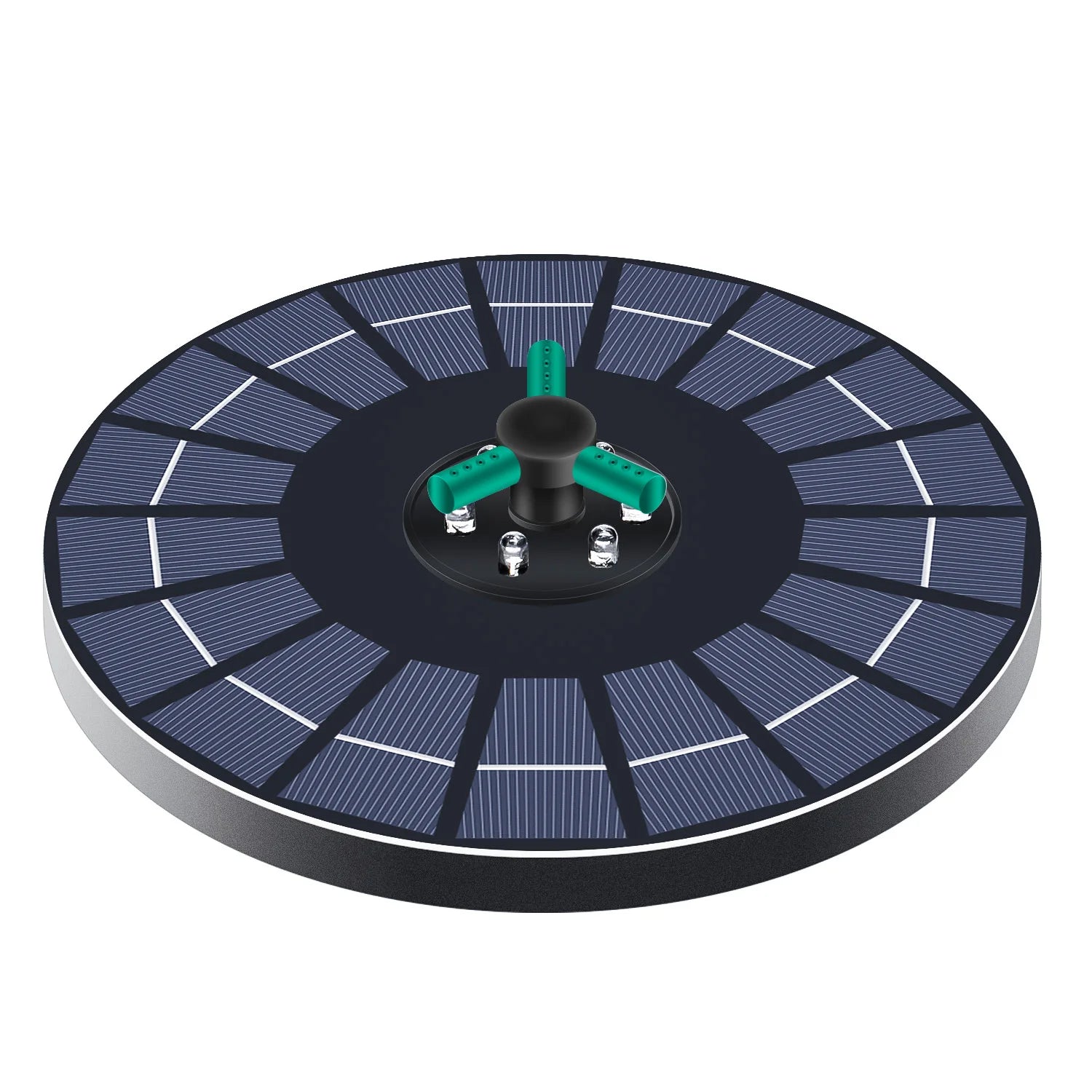 Solar Fountain With LED Lights Floating Pool Fountain With Multi-Color Lights 6 Detachable Nozzles Automatically Light Pool